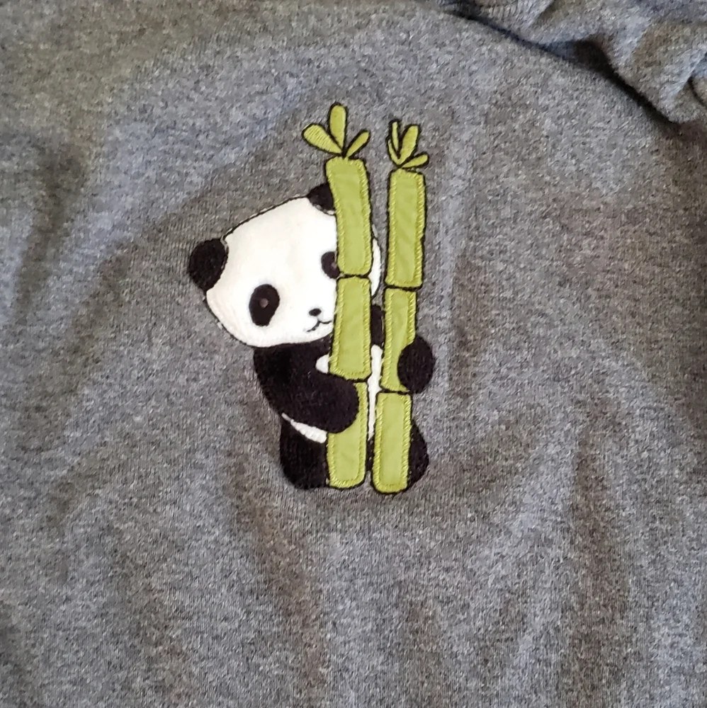 Gymboree VGUC 3-6 months gray panda embroidered one piece romper - Picture 2 of 6